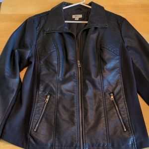 Faux leather moto jacket